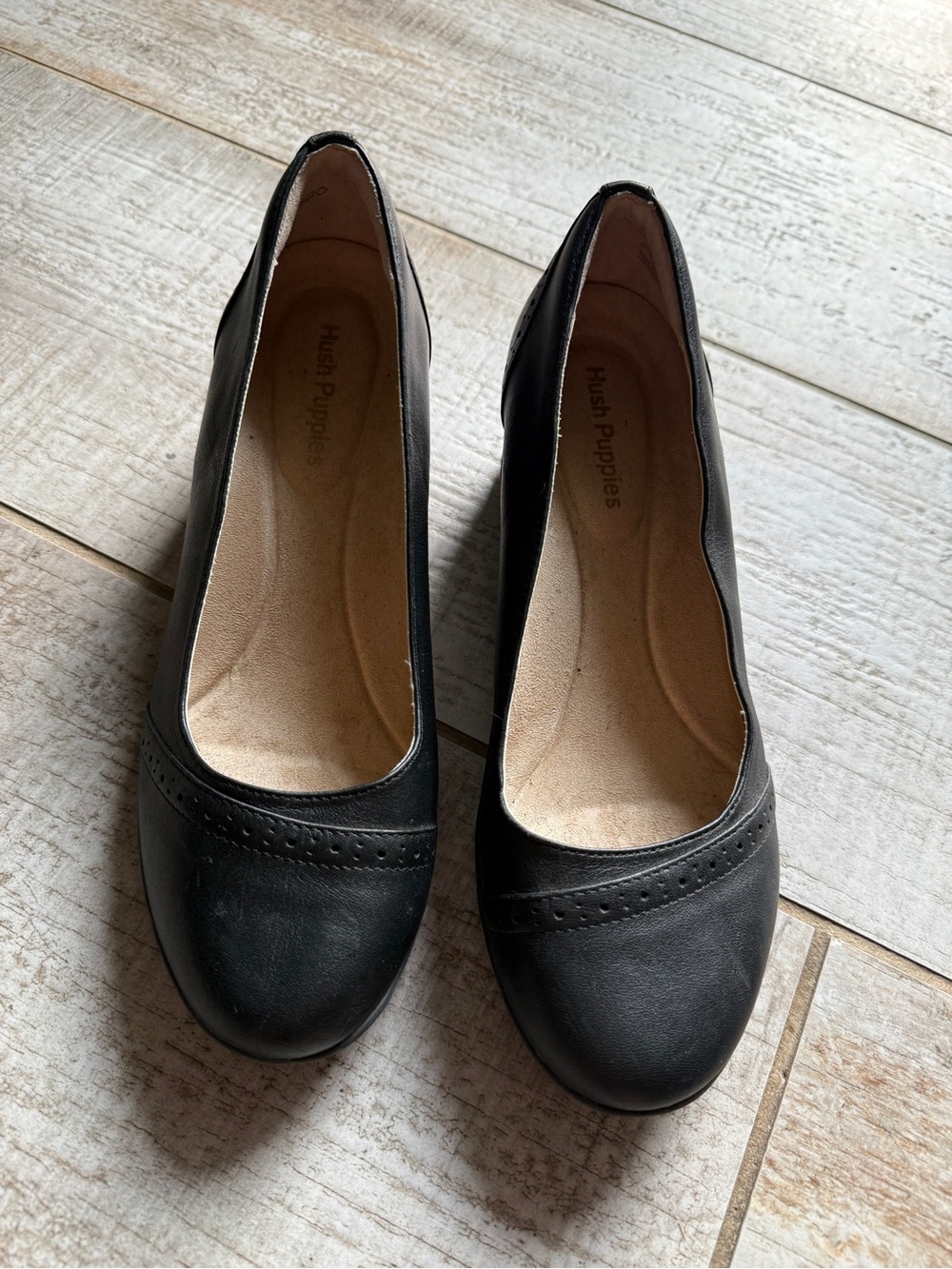 Women’s Black Hush Puppies Slip-On Low Heels Wide